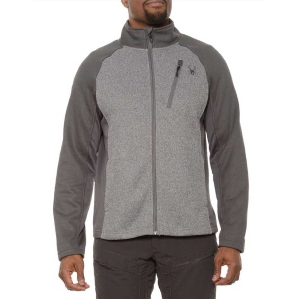Spyder Raider 2.0 Fleece Lined Jacket Waffle-Knit Gray Full Zip Mock Neck XL
